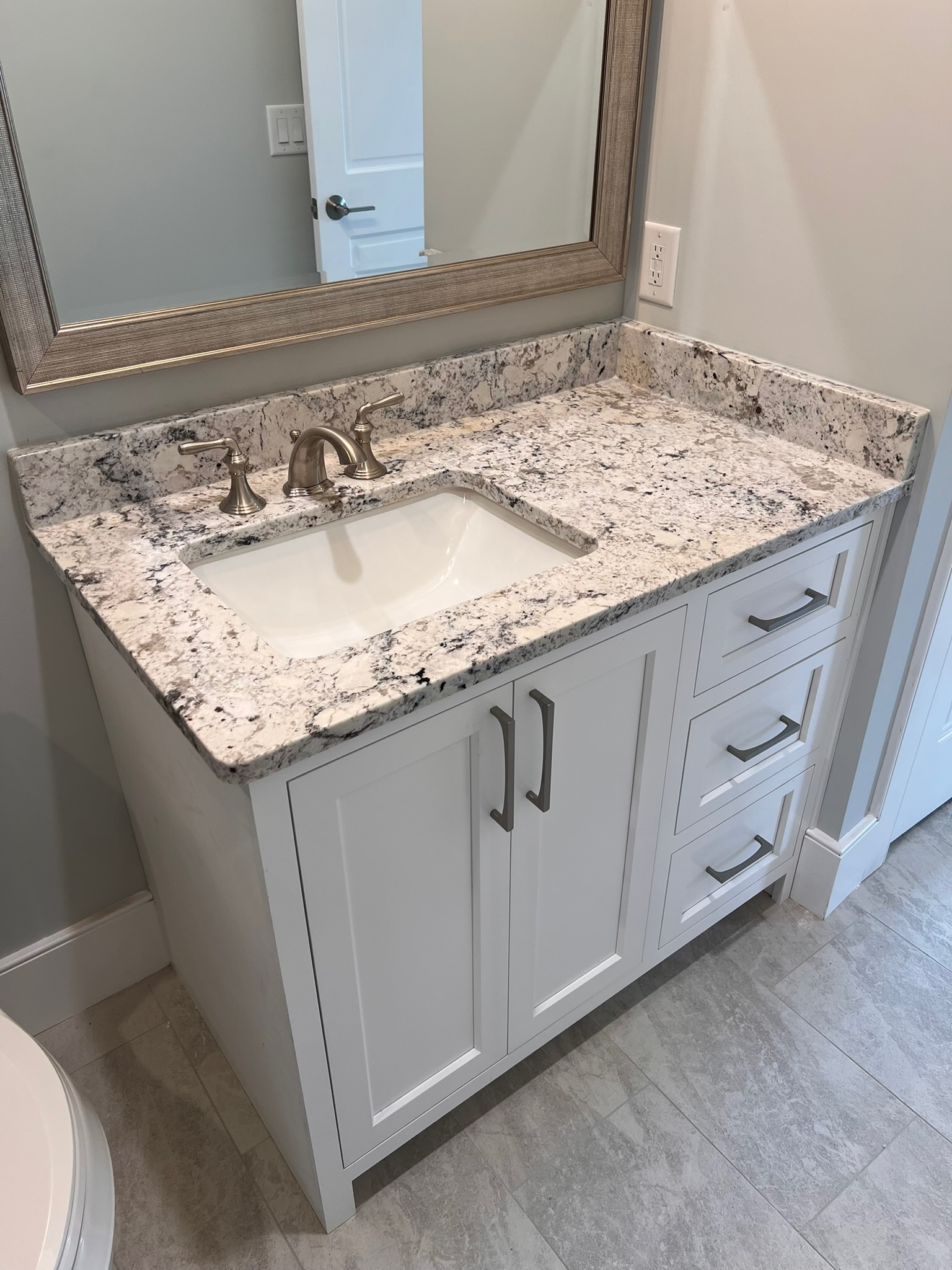 Cream granite bathroom vanity